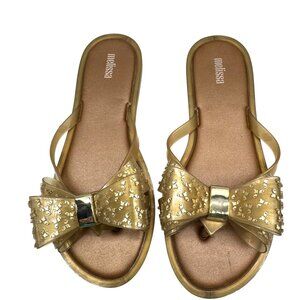 Melissa Gold Bow Flip Flop Thong Jelly Sandal Women's size  8